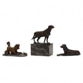THREE CAST SCULPTURES OF CANINES 3b6c2a