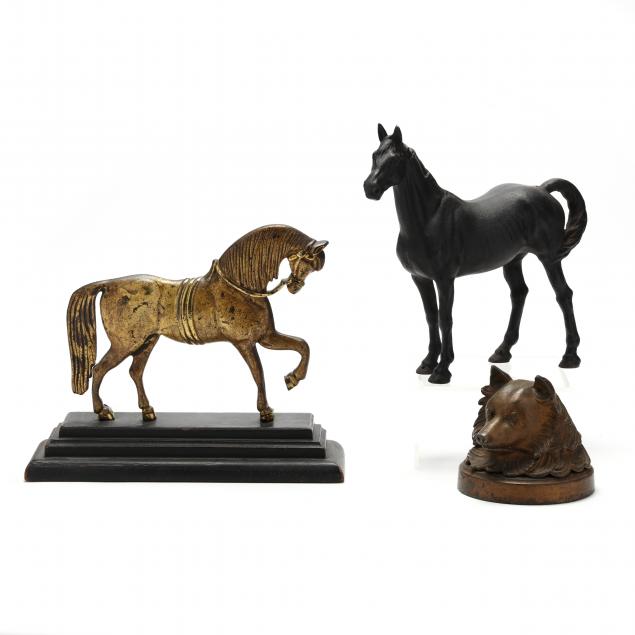 TWO CAST METAL MODELS OF HORSES 3b6c95