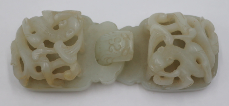 2 PC. CHINESE CARVED JADE BELT