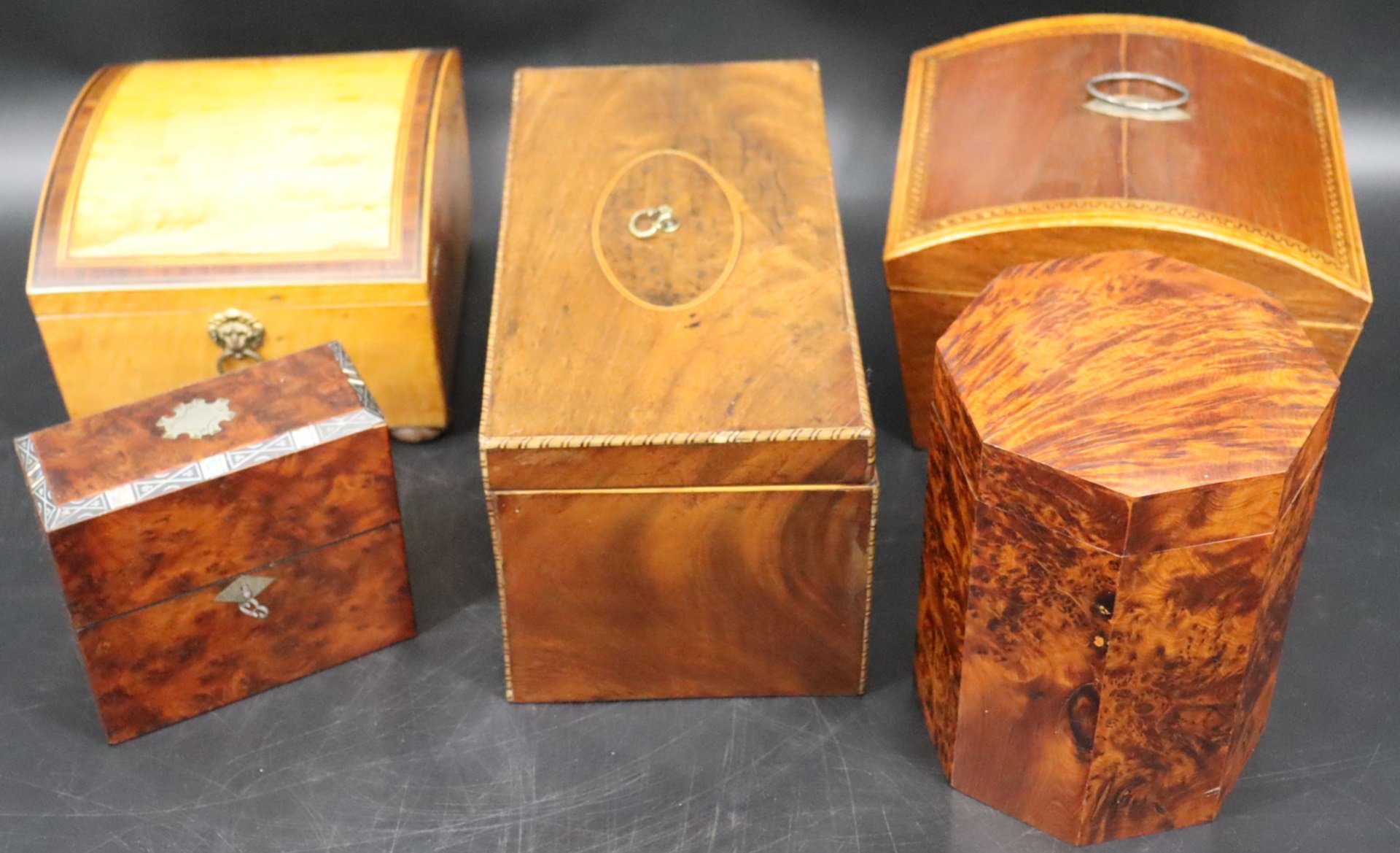 GROUP OF FIVE ANTIQUE BOXES INCLUDING 3b709f