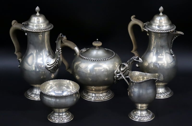STERLING. (5) PC. ENGLISH SILVER