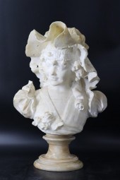 LARGE SIGNED ITALIAN MARBLE BUST ON