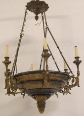 A VINTAGE CHANDELIER WITH FIGURAL DRAGON