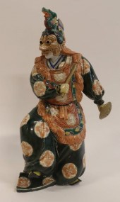 JAPANESE ENAMEL DECORATED BUGAKU DANCER.