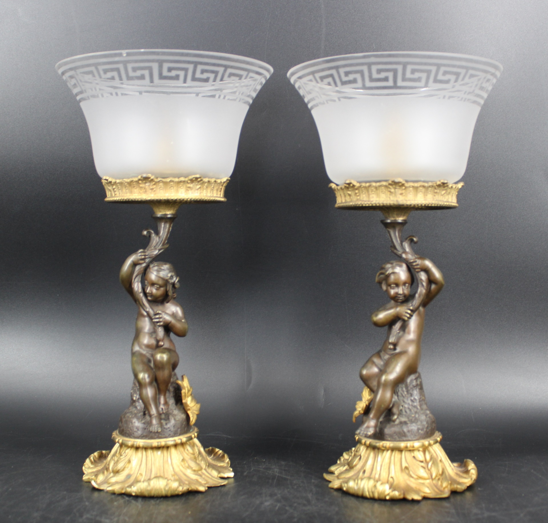 PAIR OF BRONZE CANDLESTICKS WITH
