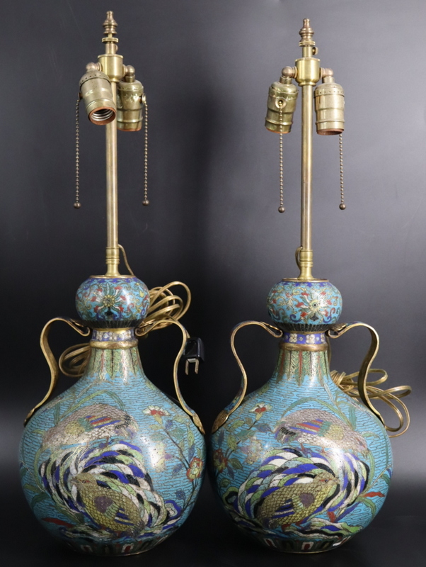 PAIR OF CHINESE CLOISONNE DOUBLE 3b7b5b
