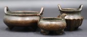 (3) SMALL SIGNED CHINESE BRONZE CENSERS.