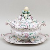 CONTINENTAL FAIENCE TUREEN, COVER AND