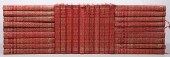 Twenty-nine books with soft red leather