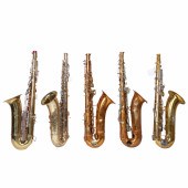 (5) Tenor saxophones, for parts or repair,