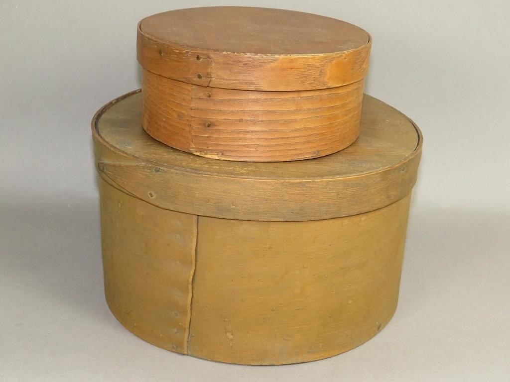 2 ROUND BENTWOOD PANTRY BOXESca.