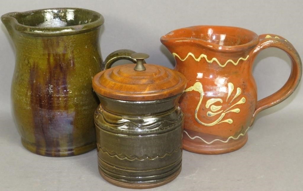 3 PIECES OF FOLK ART REDWARE BY 3b5cde