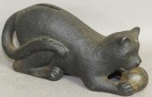 CAT WITH BALL CAST IRON BANKca. 1910;