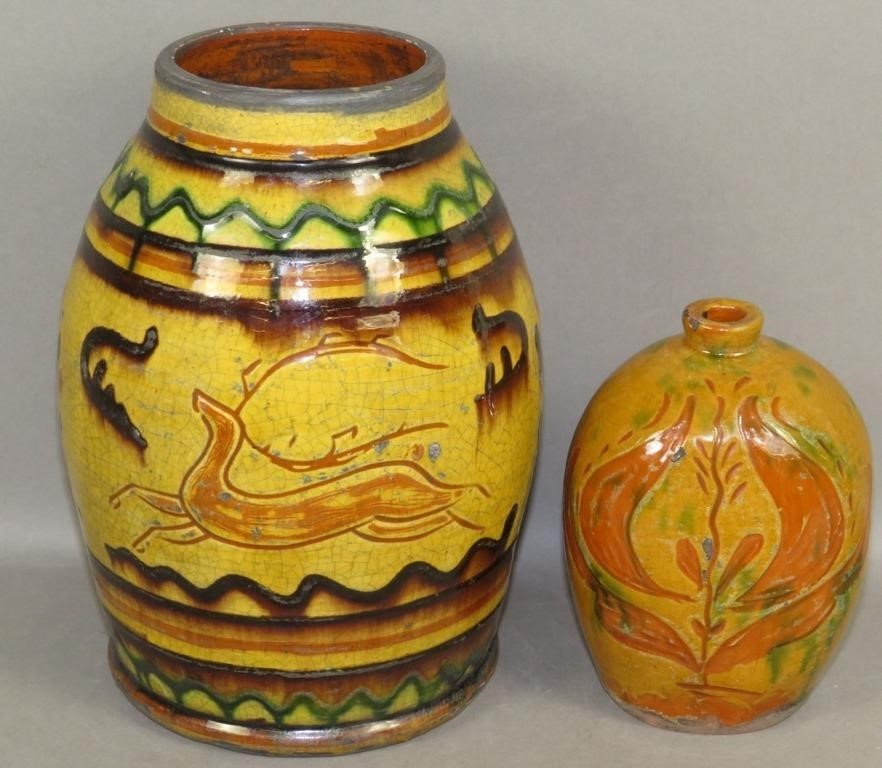 2 PIECES OF FOLK ART REDWARE BY 3b5d44
