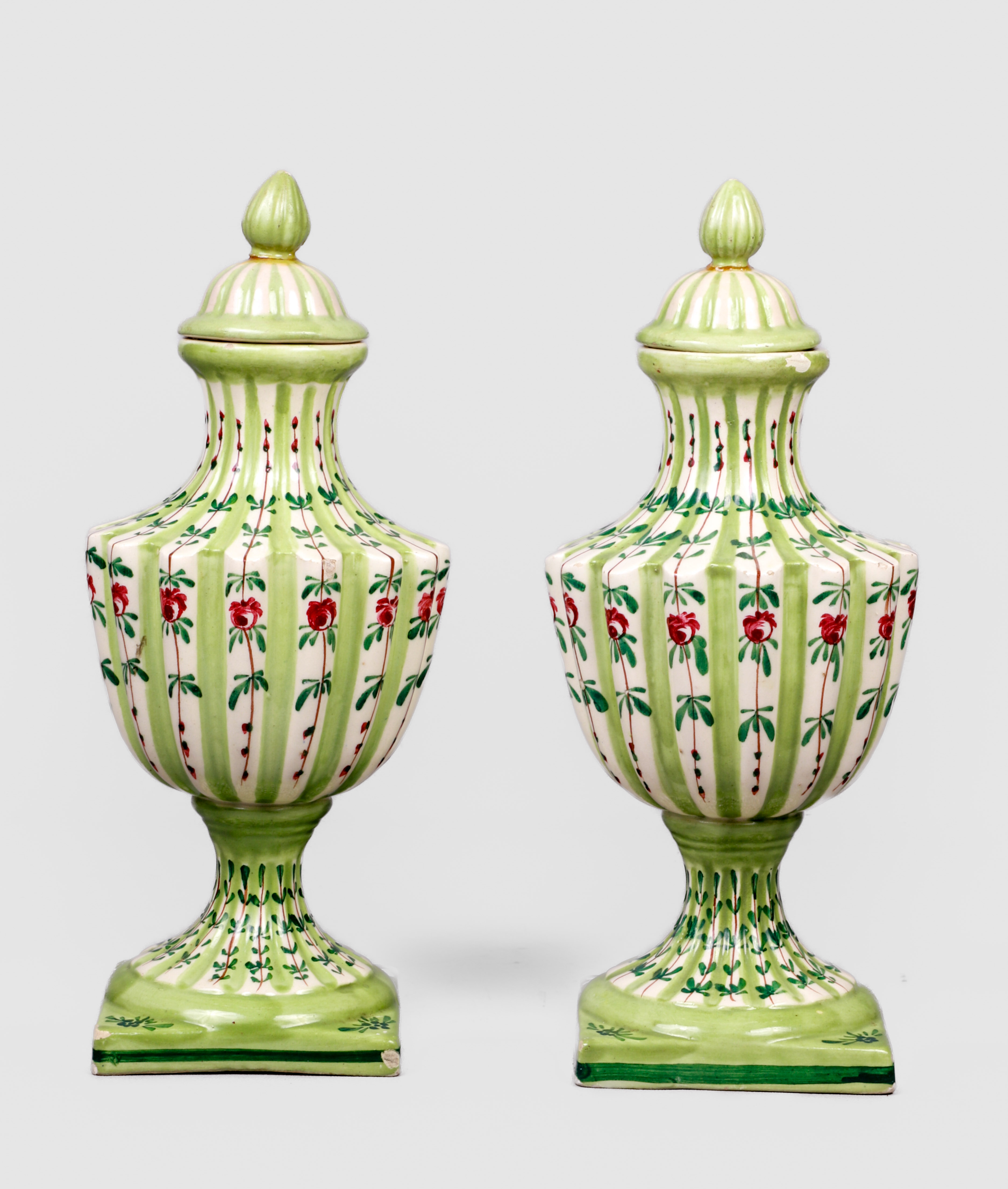 Italian pottery covered urn pair  3b610f