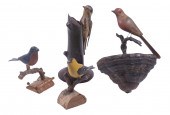 CARVED BIRD COLLECTION Lot of (4) Folk