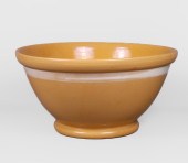 Large yellow ware pottery mixing bowl,