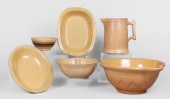 (6) Pcs yellow ware pottery, c/o batter