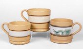 (3) Yellow ware pottery mugs, unmarked,
