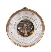 ENGLISH MADE BRASS CASED ANEROID BAROMETER