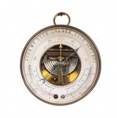 FRENCH MADE BRASS CASED ANEROID BAROMETER