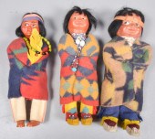 (3) Skookum dolls to include squaw baby,