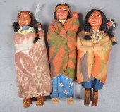 (3) Skookum dolls to include squaw with