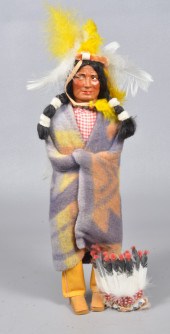 Large skookum doll, 16-1/2, tape shoes,