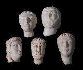 (5) SMALL MARBLE HEADS Roman era, one