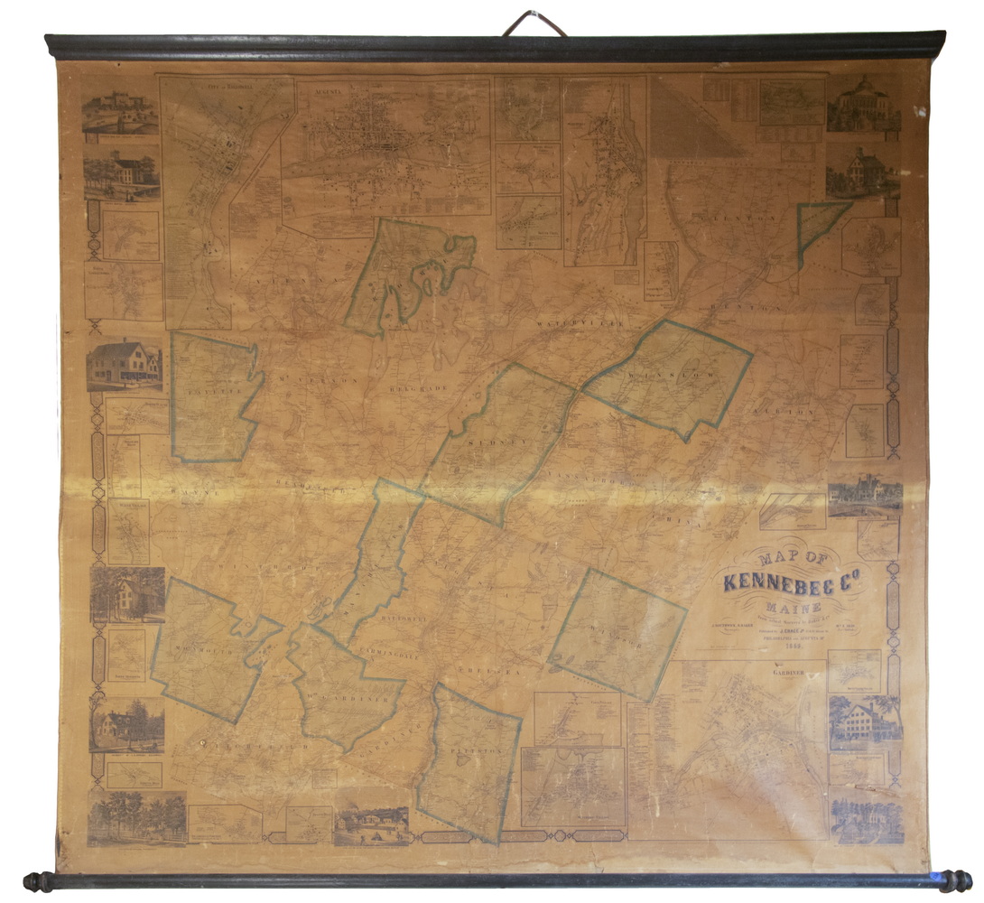 1853 SCHOOLROOM MAP OF KENNEBEC 3b67b2