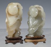 CHINESE LIU HAI JADE FIGURES (2) Carved