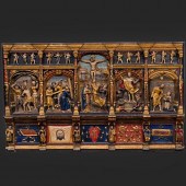 CONTINENTAL POLYCHROME-PAINTED AND PARCEL-GILT