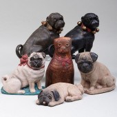 GROUP OF SIX PUG FORM DOORSTOPSComprising:

A