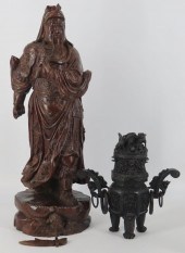 CARVED CHINESE STANDING FIGURE OF GUAN