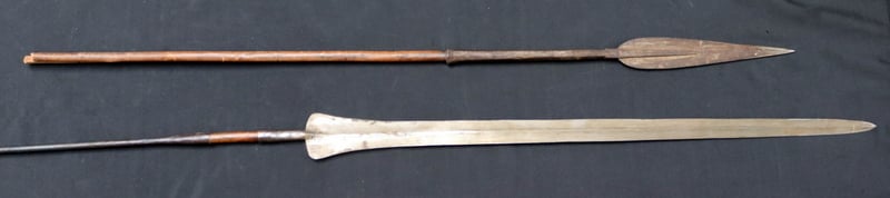  2 ANTIQUE AFRICAN TRIBAL SPEARS  3b970b