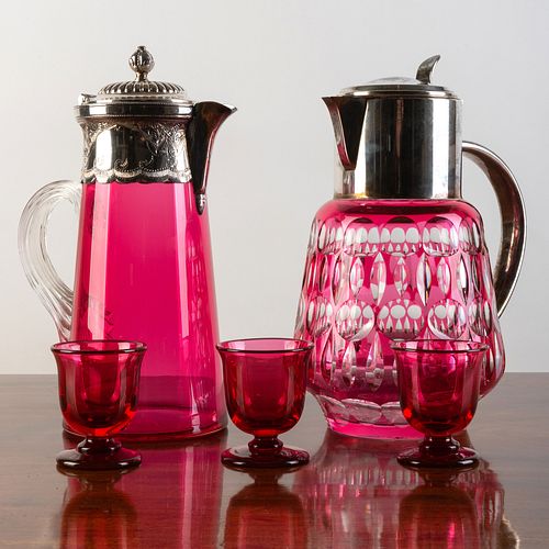 GROUP OF VICTORIAN RUBY GLASS DRINKWAREComprising A 3b9abe
