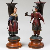PAIR OF TYROLEAN PAINTED TIN FIGURAL