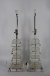 PAIR OF KARL SPRINGER STYLE LUCITE LAMPS