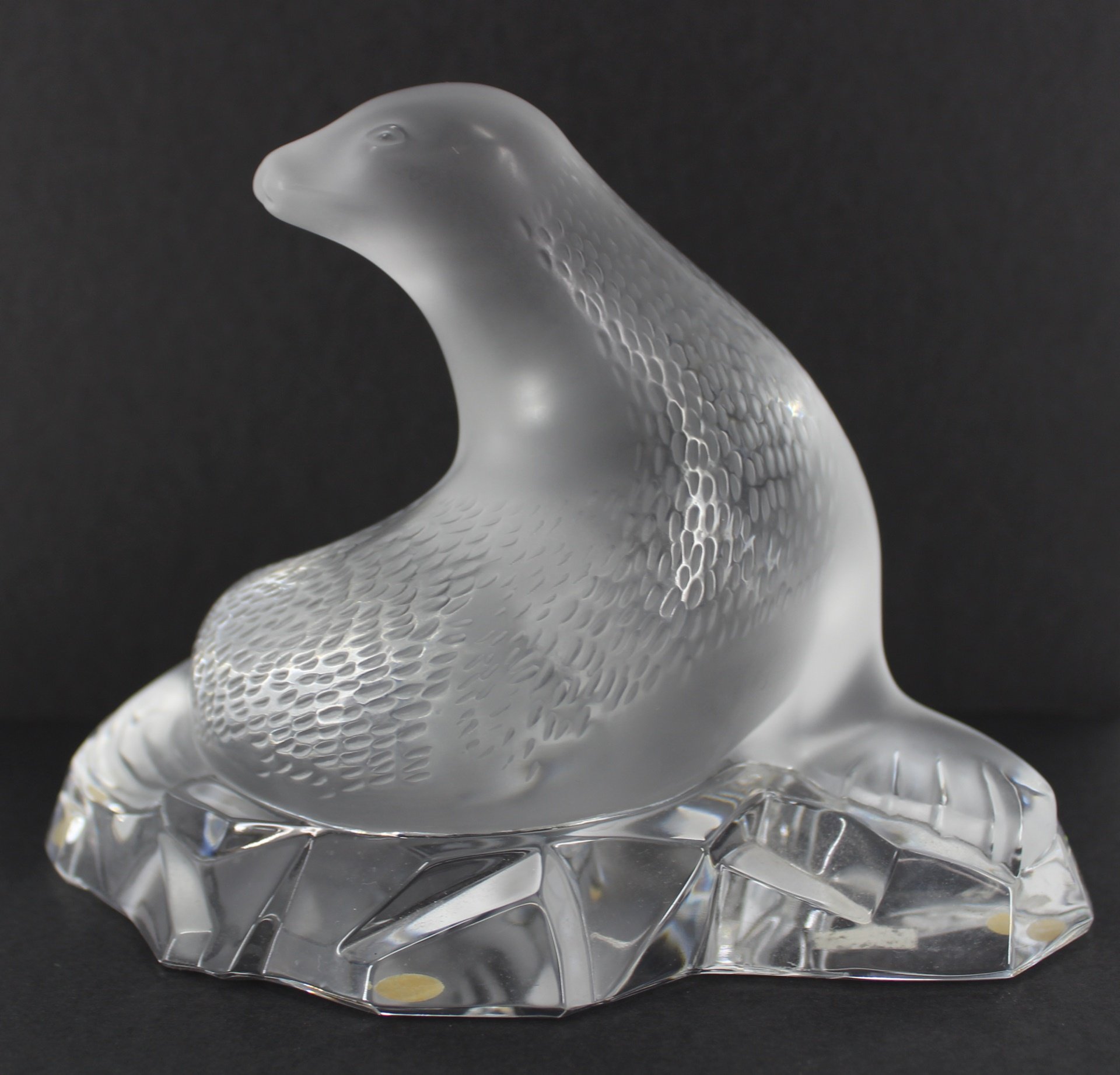 LALIQUE FROSTED CRYSTAL SEA LION 3b9d12