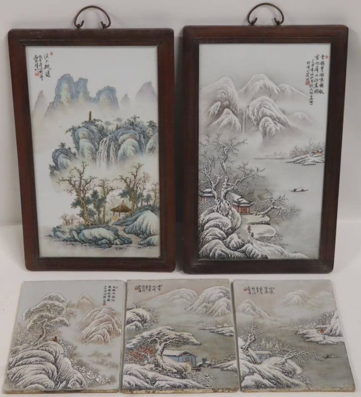  5 SIGNED CHINESE ENAMEL DECORATED 3b9d20