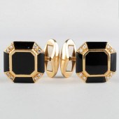 PAIR OF FRED PARIS 18K GOLD, ONYX AND