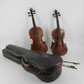2 VIOLINS, BOWS AND CASES AS / IS The
