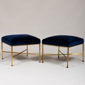 PAIR OF PAUL MCCOBB BRASS AND UPHOLSTERED