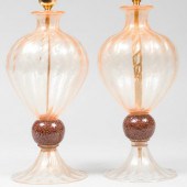 PAIR OF TOSO MURANO GLASS TABLE LAMPSSigned