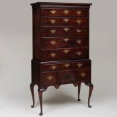 CHIPPENDALE STAINED CHERRY HIGHBOYIn