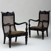 PAIR OF ANGLO INDIAN CARVED EBONY 3b8689