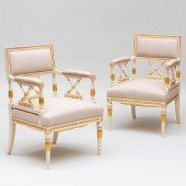 PAIR OF SWEDISH NEOCLASSICAL STYLE PAINTED