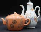 (2) CHINESE PORCELAIN TEAPOTS. Includes