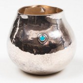 ENGLISH SILVER BUD VASE INSET WITH CABOCHONMark