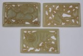 (3) CARVED JADE PLAQUES OF ANIMALS.